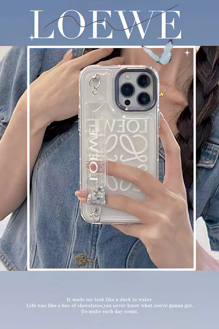 ロエベ iPhone15 カバー 綺麗 女性愛用 Loewe アイフォーン14 携帯ケース 透明 手首ストラップ付き iphone14promaxケース シンプル ロエベ アイホン13スマホケース 激安